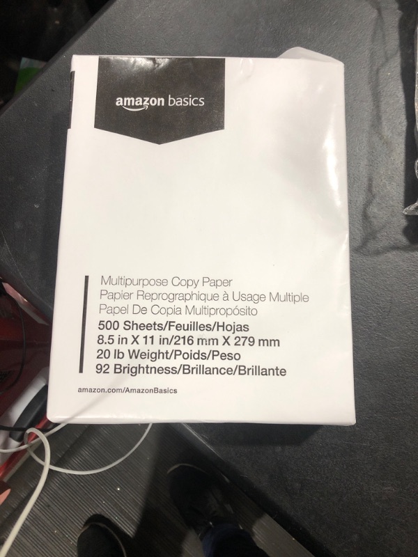 Photo 2 of Amazon Basics Multipurpose Copy Printer Paper, 8.5 x 11 Inch 20Lb Paper - 1 Ream (500 Sheets), 92 GE Bright White 1 Ream | 500 Sheets Multipurpose (8.5x11) Paper