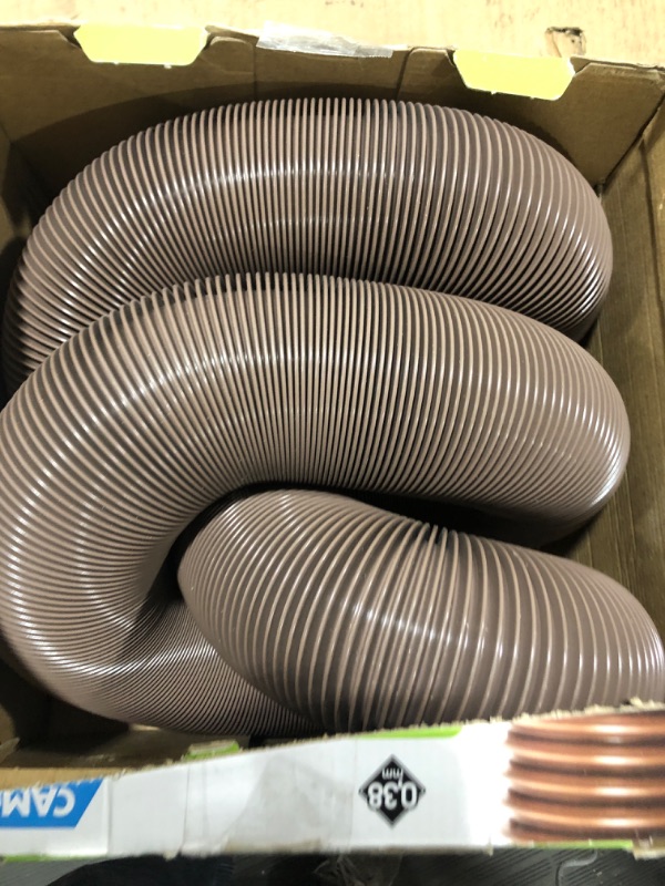 Photo 2 of Camco - 39631-A Durable High Tensile Strength Vinyl Sewer Hose with Steel Wire Core – 20’ Hose with 15 mils of HTS Vinyl, Great for Seasonal Rving Compresses to 32” for Simple and Easy Storage, Brown (39631) Sewer Hose -15 Mils 20' Brown