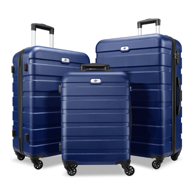 Photo 1 of 3 Piece Luggage Sets Hardside Lightweight Spinner Wheels Suitcase Set with TSA Lock, 20" 24" 28", Bright Blue
