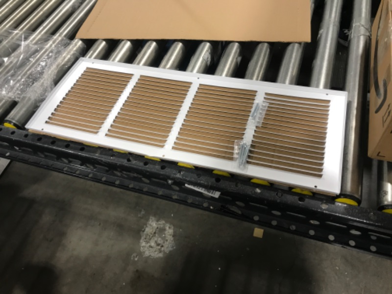 Photo 2 of 24"W x 8"H [Duct Opening Measurements] Steel Return Air Grille | Vent Cover Grill for Sidewall and Ceiling, White | Outer Dimensions: 25.75"W X 9.75"H for 24x8 Duct Opening 24"W x 8"H [Duct Opening]