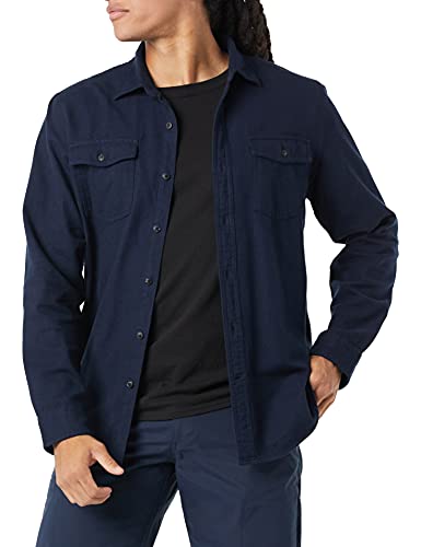 Photo 1 of Amazon Essentials Men's Slim-Fit Long-Sleeve Two-Pocket Flannel Shirt, Navy, X-Small
