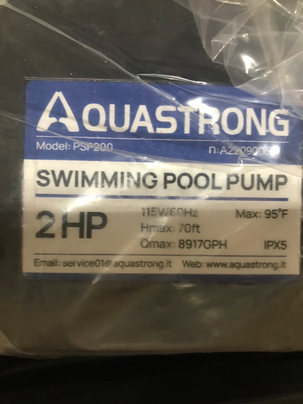 Photo 3 of Aquastrong 2 HP In/Above Ground Single Speed Pool Pump, 115V, 8917GPH, High Flow, Powerful Self Primming Swimming Pool Pumps with Filter Basket