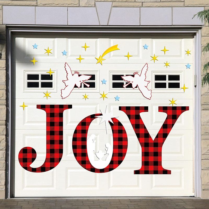 Photo 1 of 28 Pieces Christmas Garage Door Decoration Magnets  (Black and Red Check) 