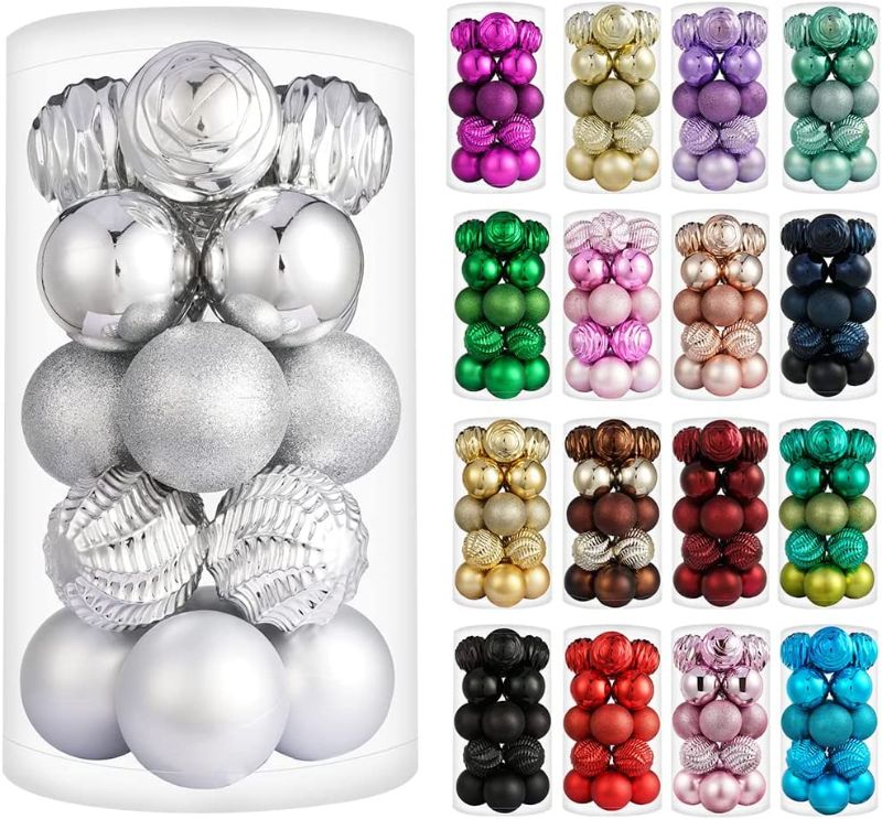 Photo 1 of XmasExp 20ct Christmas Balls Ornaments - Shatterproof Large Hanging Balls (3.15"/80mm, Silver) 