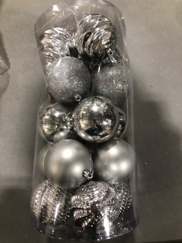 Photo 2 of XmasExp 20ct Christmas Balls Ornaments - Shatterproof Large Hanging Balls (3.15"/80mm, Silver) 