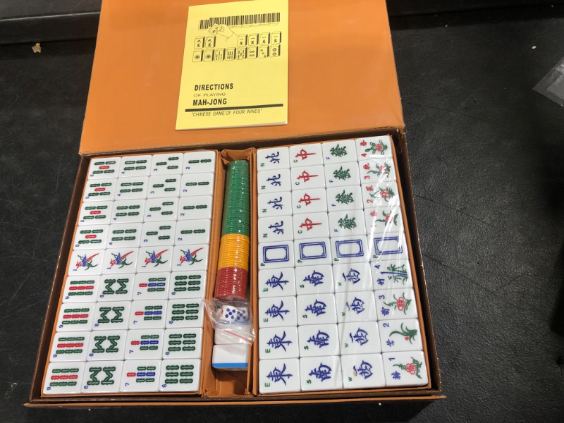 Photo 2 of  Chinese Mahjong Set X-Large 144 Numbered Melamine 1.5" Large Size Tile with Carrying Travel Case, English Manual, Pro Complete Mahjong Game Set, (Majiang, Mah-Jongg, Maj Jongg, Ma Jong)
