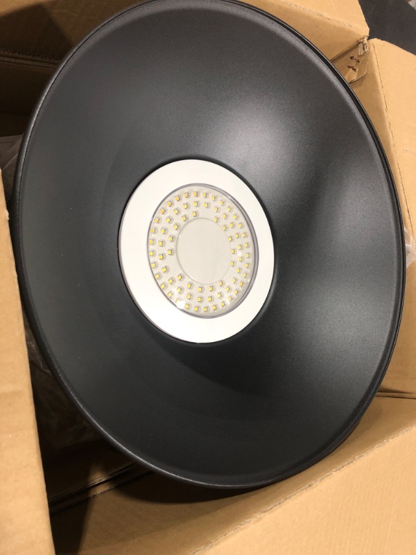 Photo 2 of 14in. Black Gooseneck Barn Light LED Fixture for Indoor/Outdoor Use – Photocell Included - Swivel Head - 42W - 3800lm - Energy Star Rated - ETL Listed - Sign Lighting - 3000K (Warm White) Textured Black 14in. Diameter