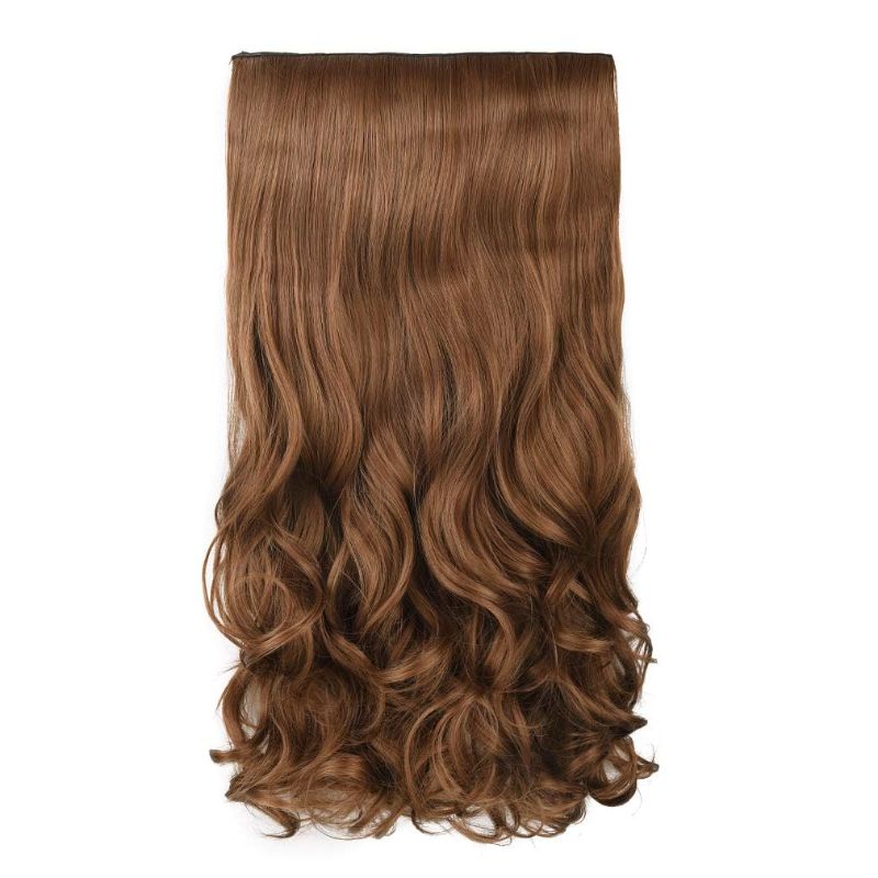 Photo 1 of 20" 1-pack 3/4 Full Head Curly Wave Clips in on Synthetic Hair Extensions Hair pieces for Women 5 Clips 4.5 Oz Per Piece - Ginger Brown