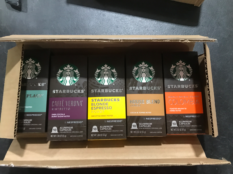 Photo 2 of Starbucks by Nespresso Variety Pack Coffee (50-count single serve capsules, compatible with Nespresso Original Line System) Best Seller Variety Pack 10 Count (Pack of 5)