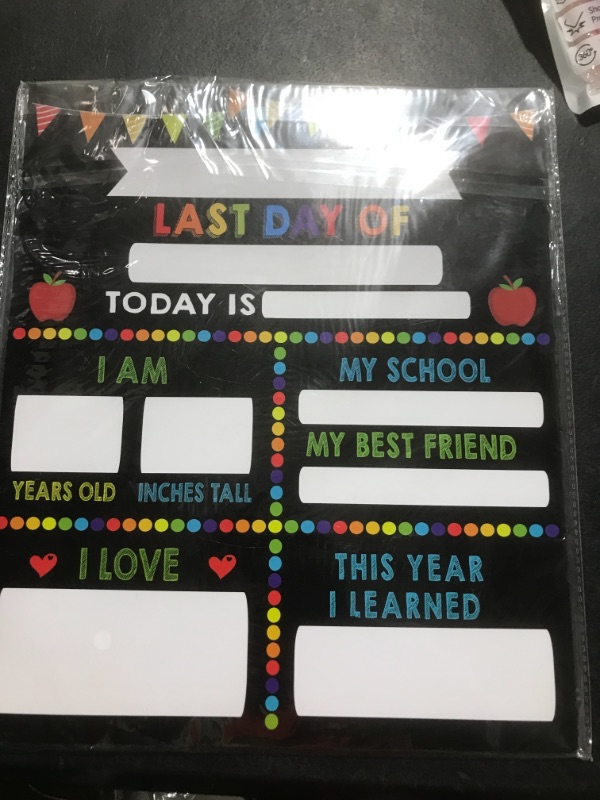 Photo 2 of 14 Pack First Day and Last Day of School Board Signs - 12" x 10" Back to School Chalkboard Sign for Kids, Double-Sided 1st Day Photo Prop Sign for Preschool/Kindergarten (Bunting Style)