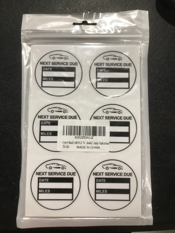 Photo 2 of "Next Service Due" Static Cling Black Labels Easy Remove Oil Change Stickers 