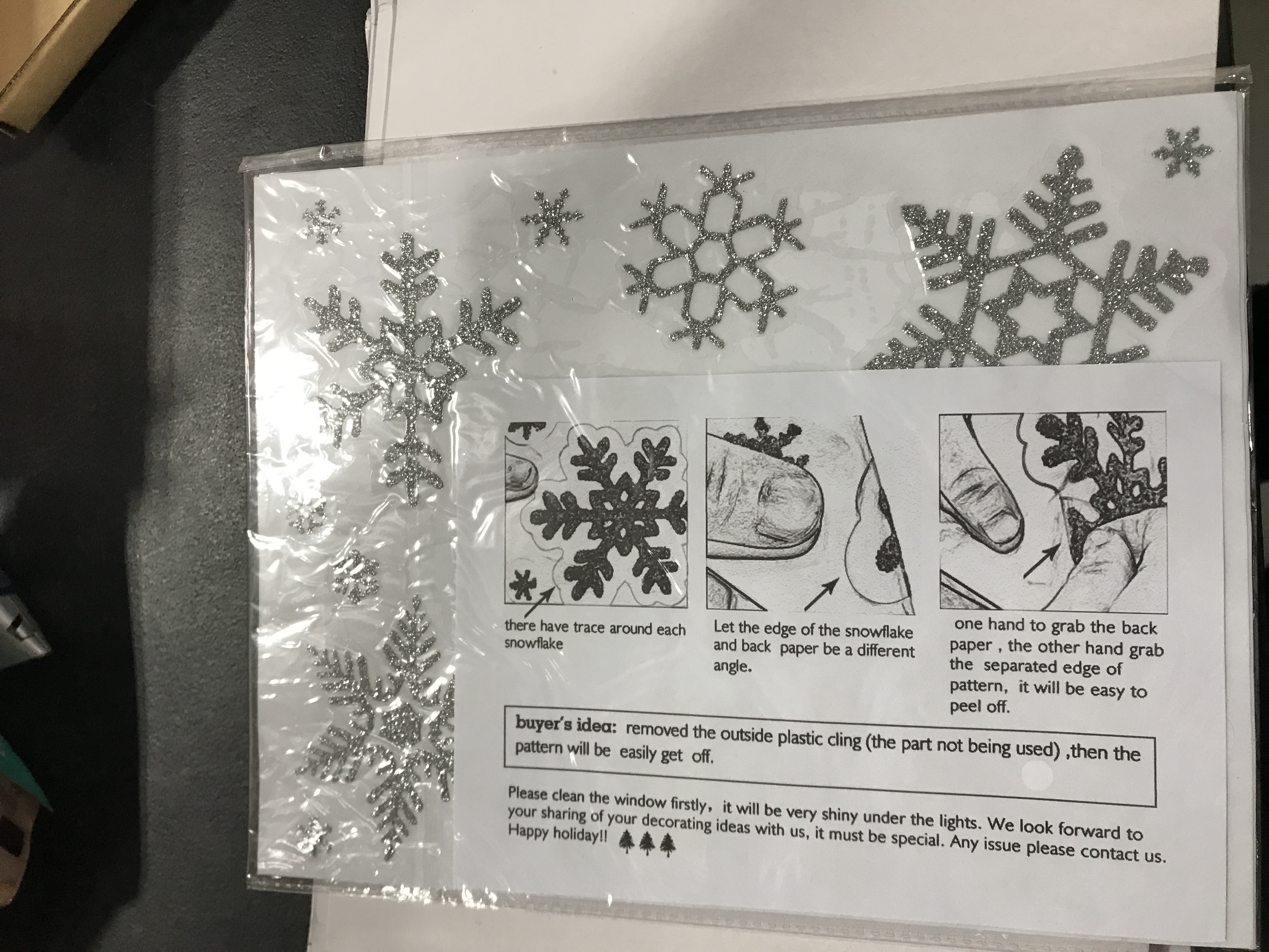 Photo 2 of 114 pcs Reusable Sparkly Static Window Clings for Christmas 