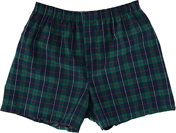 Photo 1 of [Size M] Fruit of the Loom Men's Tag-Free Boxer Shorts (Knit & Woven) Woven Boxer Shorts -Woven - 6 Pack - Green and Blue