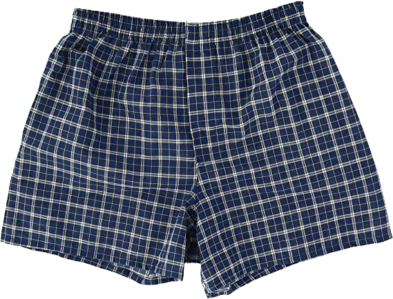 Photo 1 of [Size M] Fruit of the Loom Men's Tag-Free Boxer Shorts (Knit & Woven) Woven Boxer Shorts -Woven - 6 Pack - Green and Blue