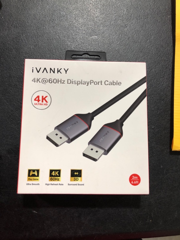 Photo 2 of IVANKY DisplayPort Cable, DP to DP Cable 1.2, Flexible Display Port Cable 6.6ft, Support 4K@60Hz, 2K@165Hz, FreeSync G-Sync, DisplayPort to DisplayPort Cable Compatible Laptop, PC, Gaming Monitor, TV 6.6 Feet