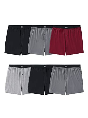 Photo 1 of [Size L] Fruit of the Loom Men's Tag-Free Boxer Shorts (Knit & Woven), Knit-6 Pack-Assorted Colors, Large
