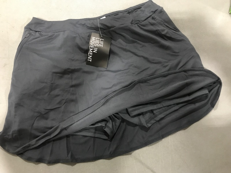 Photo 1 of [Size XL] Women's Athletic Skort with 2 Zipper Pockets- Grey