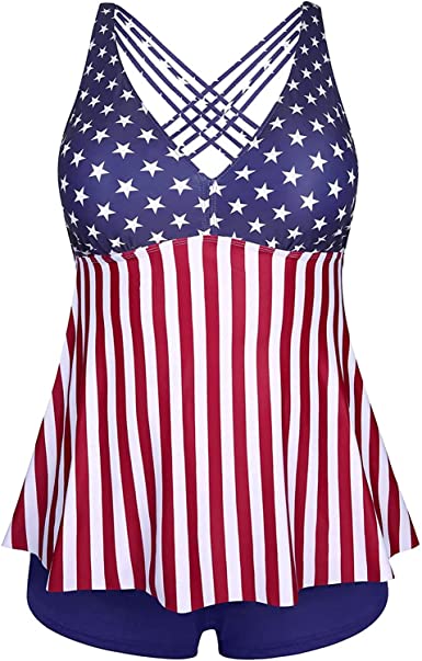 Photo 1 of [Size 16] Aqua Eve Two Piece Tankini for Women Plus Size Bathing Suits Flowy Swimsuits with Shorts Athletic Swimwear 