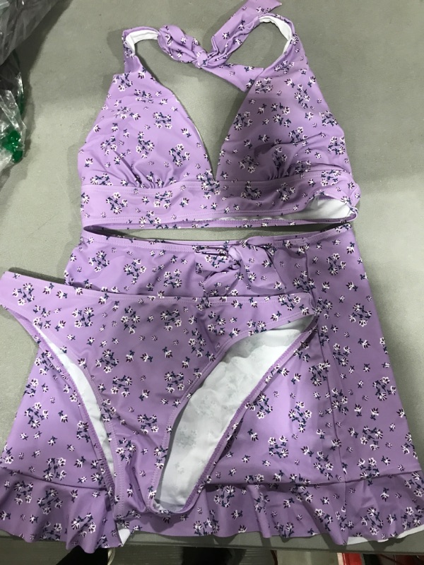 Photo 3 of [Size M] Women's 3 piece Swimsuit- Purple