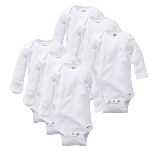 Photo 1 of Gerber Baby Girls Long-sleeve Mitten-cuff Onesies Infant and Toddler Bodysuits, White, 0-3 Months US (6 Pack)
