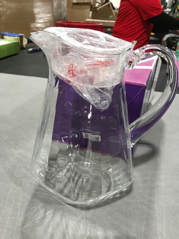 Photo 2 of Amazing Abby - Sparkly Bandly - Acrylic Pitcher (68 oz), Clear Plastic Water Pitcher with Lid, Fridge Jug, BPA-Free, Shatter-Proof, Great for Iced Tea, Sangria, Lemonade, Juice, Milk, and More Sparkly Bandly (68 oz)