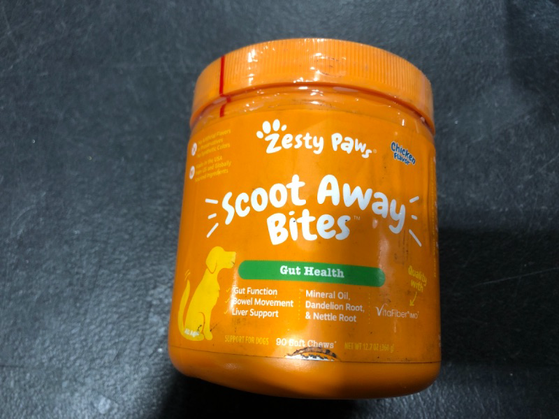 Photo 1 of Zesty Paws Scoot Away Soft Chews for Dogs - with Bromelain, Vita Fiber & Dandelion Root for Digestive Support Against Scoots for Gut Health & Support for Normal Bowel Movement - 90 Soft Chews 
BB 03/2023
