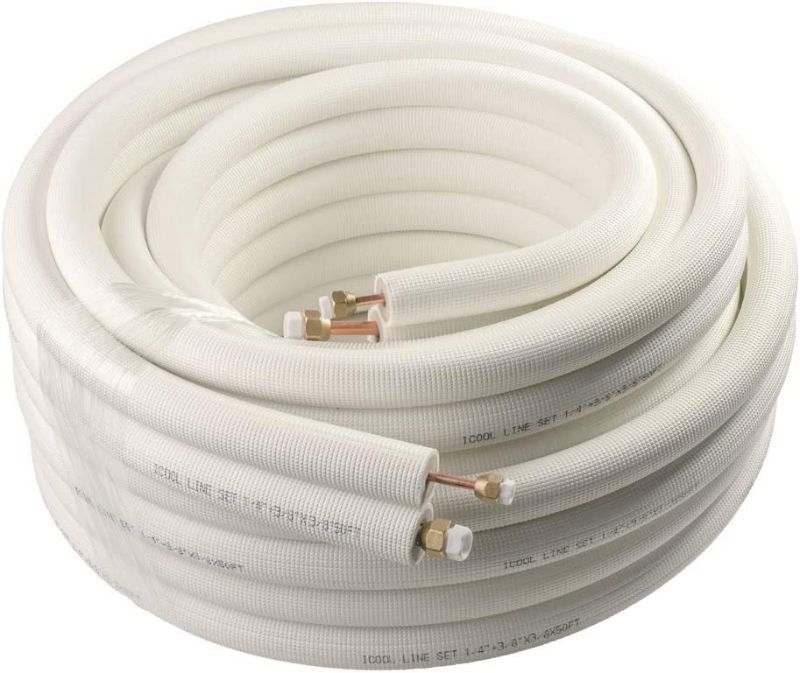 Photo 1 of Wostore 50 Ft. Copper Pipes 1/4" & 3/8" for Mini Split Air Conditioner Insulated Coil Line Set Made in USA HVAC Refrigerant with Nuts https://a.co/d/5beuK2m