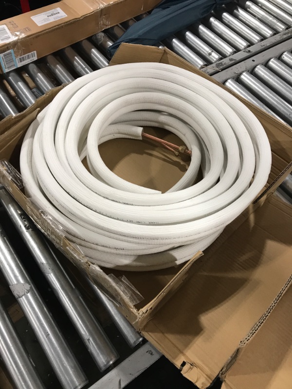 Photo 2 of Wostore 50 Ft. Copper Pipes 1/4" & 3/8" for Mini Split Air Conditioner Insulated Coil Line Set Made in USA HVAC Refrigerant with Nuts https://a.co/d/5beuK2m