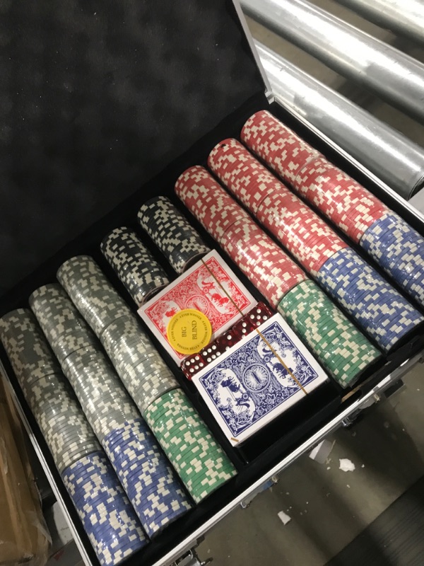 Photo 2 of 4 EVER WINNER Poker Chip Set 500PCS Professional Poker Set 11.5 Gram Casino Chips with Denominations, for Texas Holdem Blackjack Gambling Poker Set with Aluminum Case Denomination-500PCS