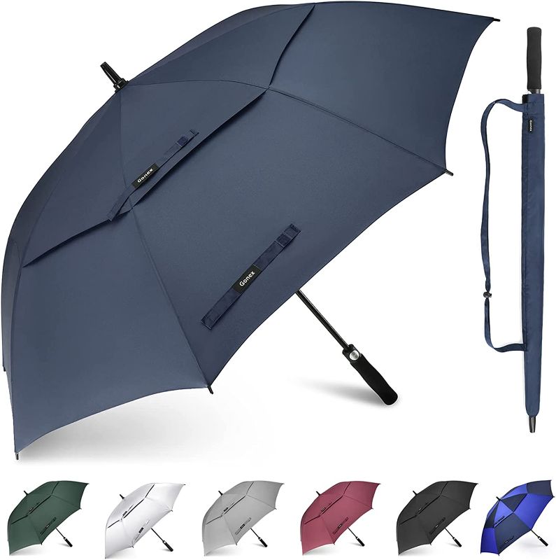 Photo 1 of  Extra Large Golf Umbrella, Automatic Open Travel Rain Umbrella with Windproof Water Resistant Double Canopy, Oversize Vented Umbrellas for 2-3 Men and UV Protection, Multiple Colors