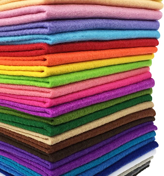 Photo 1 of 28pcs Thick 1.4mm Soft Felt Fabric Sheet Assorted Color Felt Pack DIY Craft Sewing Squares Nonwoven Patchwork (25x25cm)
