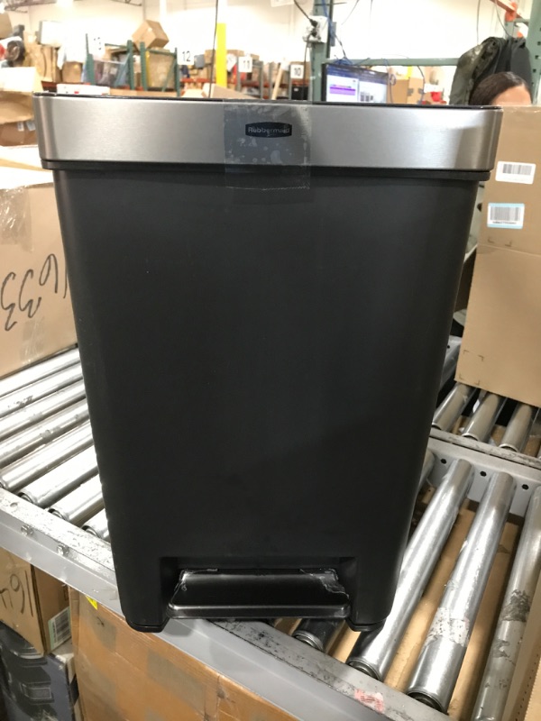 Photo 2 of Rubbermaid Premier Series III Step-On Trash Can for Home and Kitchen, with Stainless Steel Rim, 12.4 Gallon, Charcoal
