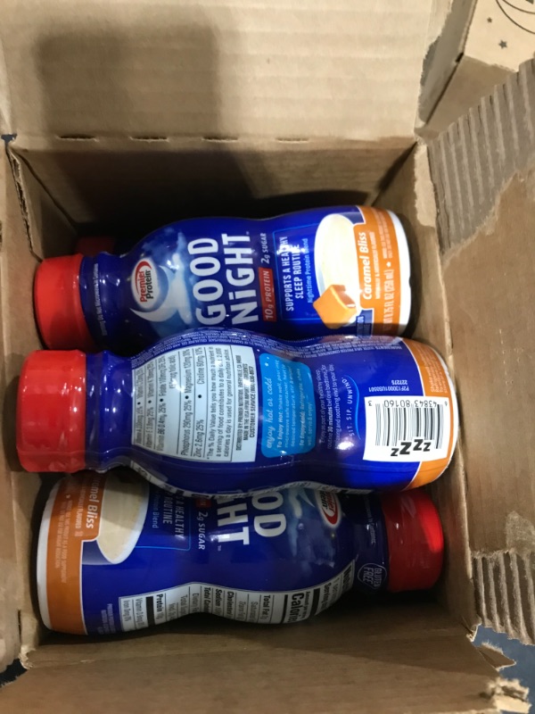 Photo 1 of Premier Protein Good Night Protein Shake, Caramel Bliss, 10g Protein, 2g Sugar, 12 Vitamins & Minerals, Nighttime Protein Blend, Magnesium, Zinc, 8.75 fl oz, 12 Pack
