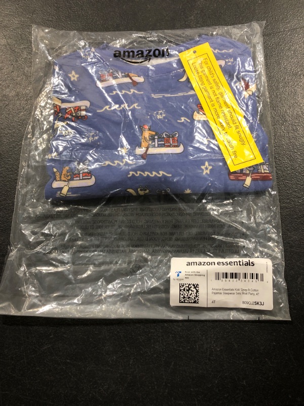 Photo 1 of Amazon Essentials Family Holiday Cotton Pajama Sleepwear Kids’ Snug Fit 4T Boat Party