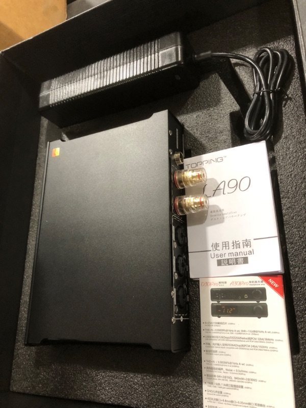 Photo 3 of Topping D90LE HiFi DAC Bluetooth 5.0 ES9038PRO DSD512 PCM32bit/768kHz USB/Coax/Opt/AES/IIS Desktop Audio Preamp Decoder (Black)