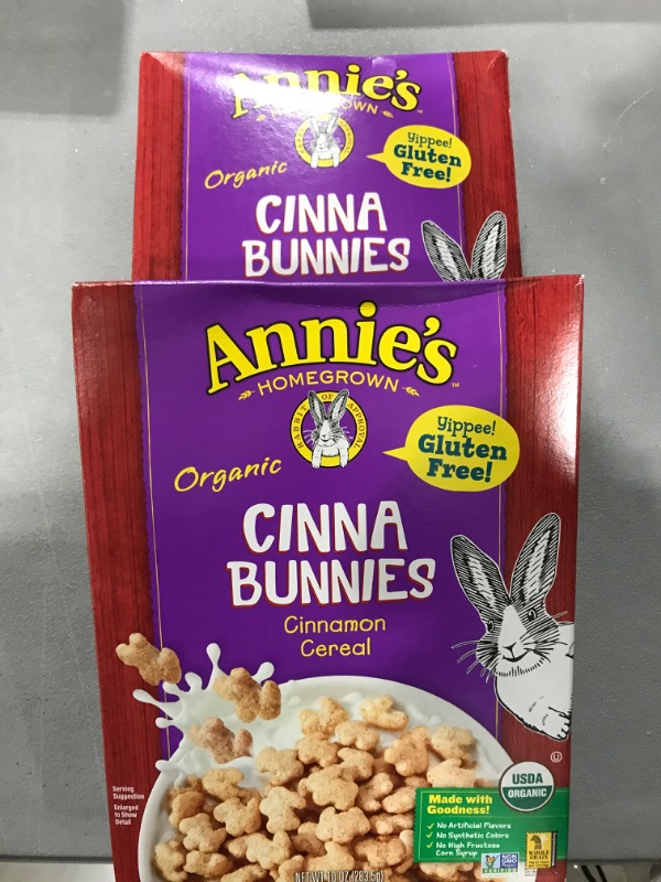 Photo 2 of 2 Pack- ANNIE'S HOMEGROWN, Organic Cereal,Cinnabunnies, Pack of 10, Size 10 OZ - No Artificial Ingredients GMO Free 95%+ Organic