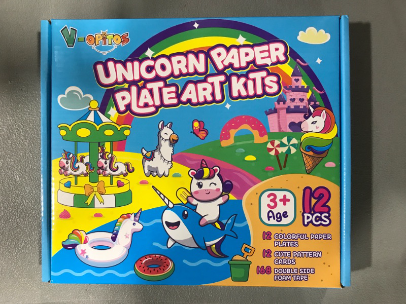 Photo 2 of V-Opitos Arts and Crafts Kits for Kids, 12 Pack Unicorn Paper Plate Crafts