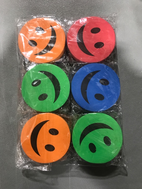 Photo 2 of BNC Smiley Face Circular Whiteboard Eraser 12 Pack-Assorted Color