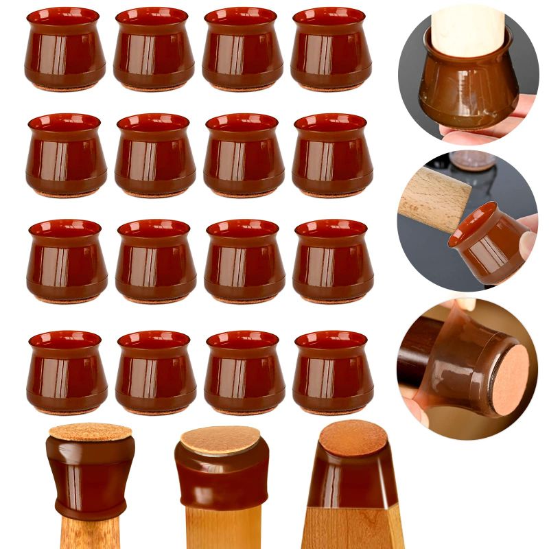 Photo 1 of 16 PCS Chair Leg Protectors for Hardwood Floors-Brown-large