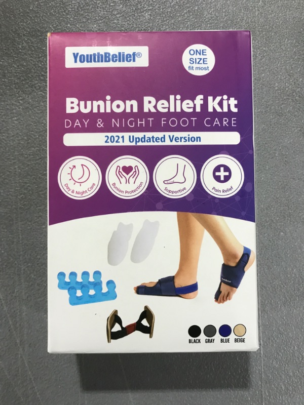 Photo 1 of Bunion Corrector for Women and Men - Orthopedic Bunion Splints, Big Toe Straighteners and Bunion Relief Guide - Day and Night Support - Adjustable Size (Blue)