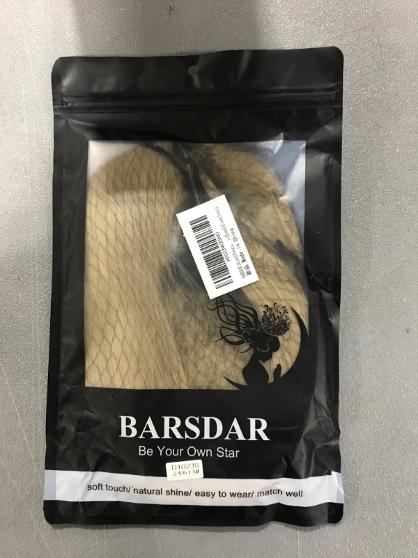 Photo 2 of BARSDAR 24 inch Ponytail Extension Long Straight Wrap Around Clip in Synthetic Fiber Hair- Light Blonde mix Bleach Blonde Evenly 24 Inch