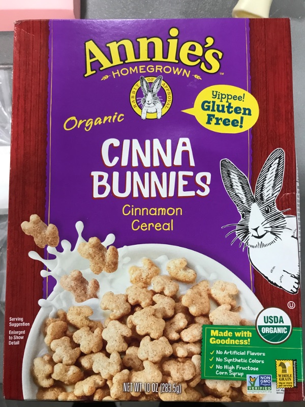 Photo 2 of 3 Pack- ANNIE'S HOMEGROWN, Organic Cereal,Cinnabunnies, Pack of 10, Size 10 OZ - No Artificial Ingredients GMO Free 95%+ Organic
