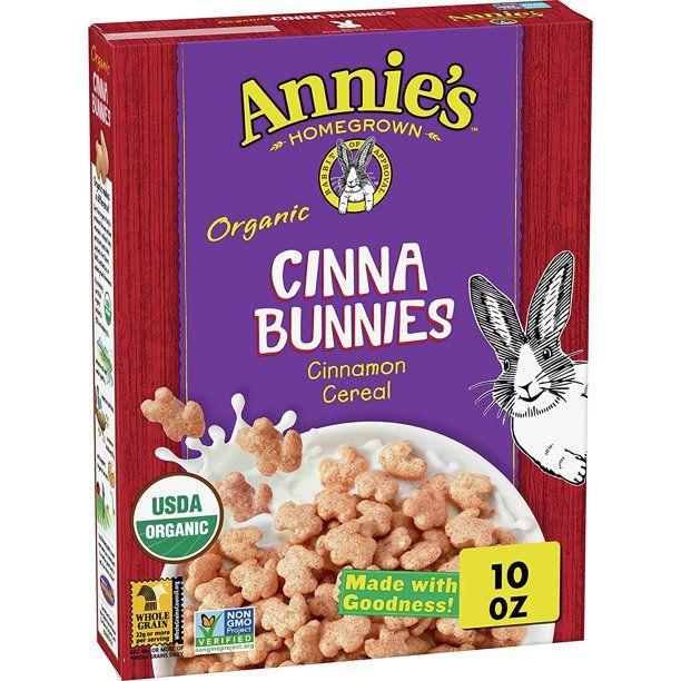 Photo 1 of 3 Pack- ANNIE'S HOMEGROWN, Organic Cereal,Cinnabunnies, Pack of 10, Size 10 OZ - No Artificial Ingredients GMO Free 95%+ Organic