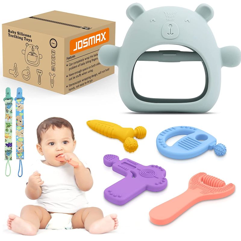 Photo 1 of Baby Teething Toys, Teethers for Babies 3-6 Months, 6-12 Months, Freezer BPA Free Infants Silicone Bear Mitten Teether Molar Chew Toys, Relief Soothe Babies Set Car Seat Toy for New Born - 5 Pack 