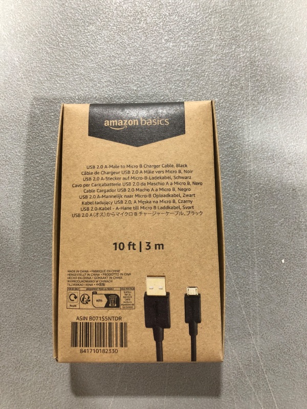 Photo 2 of Amazon Basics USB 2.0 A-Male to Micro B Cable, 10 feet, Black