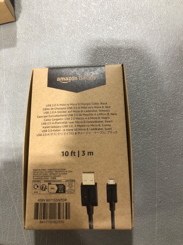 Photo 2 of Amazon Basics USB 2.0 A-Male to Micro B Cable, 10 feet, Black