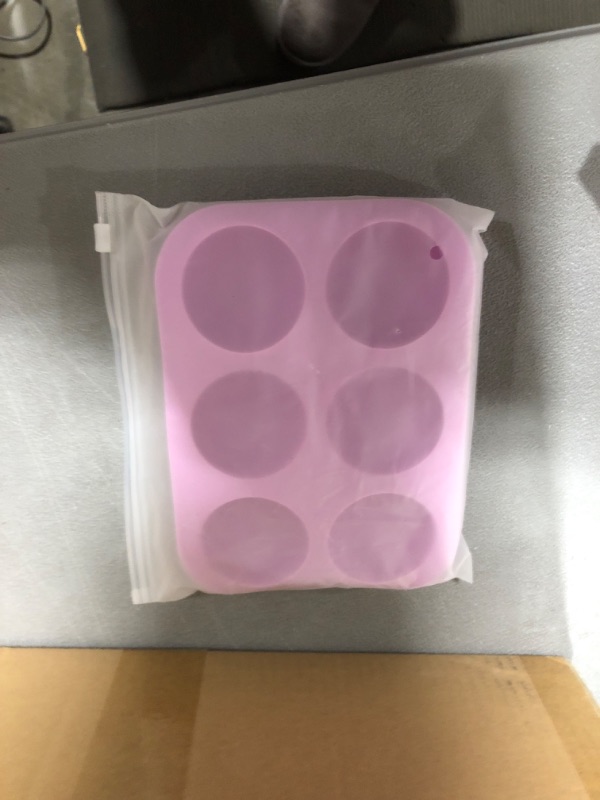 Photo 2 of 2 Pack 6-Cavity Semi Sphere Silicone Mold, Baking Mold for Making Hot Chocolate Bomb, Cake, Jelly, Dome Mousse Purple