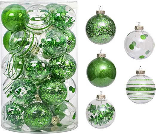 Photo 1 of 25PCS-2.63(67MM) Christmas PET Ball Ornaments Set,Clear Plastic Shatterproof Xmas Tree Ball,Hanging Christmas Home Decorations for Holiday Wedding Xmas Party Decoration (Dark Green)
