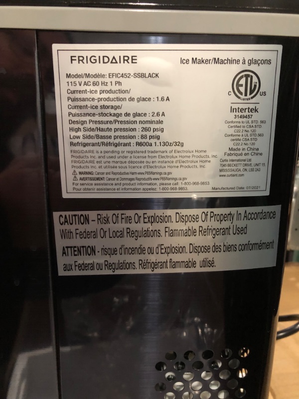 Photo 3 of **SEE NOTES** Frigidaire EFIC452-SSBLACK XL Maker, Black Stainless 