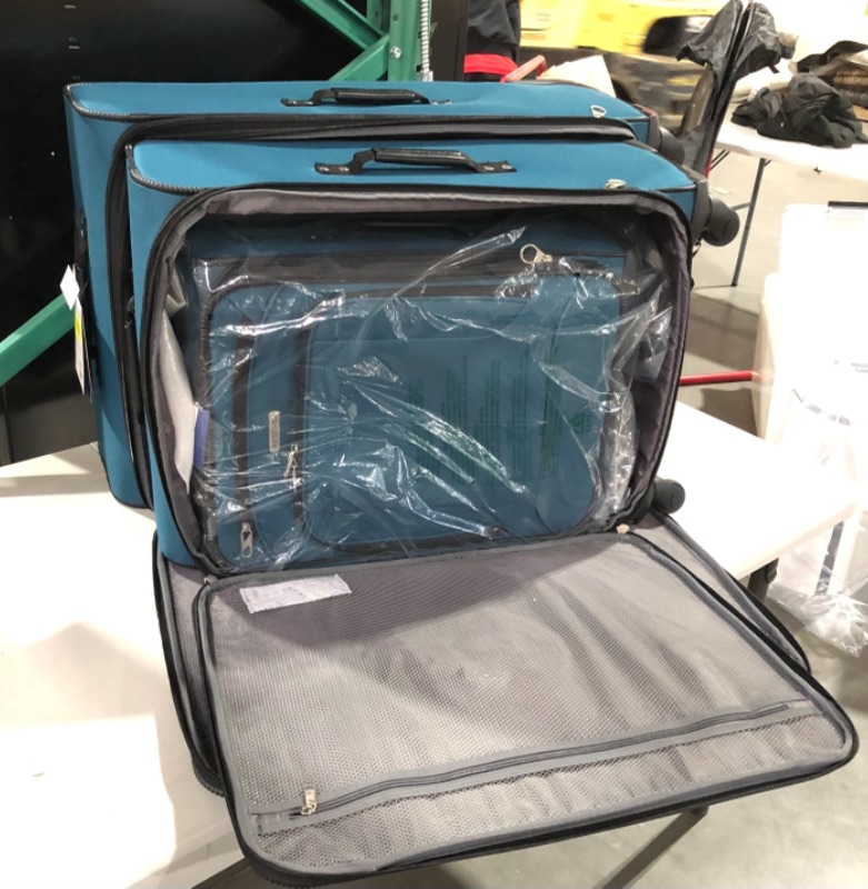 Photo 2 of American Tourister Pop Max Softside Luggage with Spinner Wheels, Teal, 3-Piece Set (21/25/29)